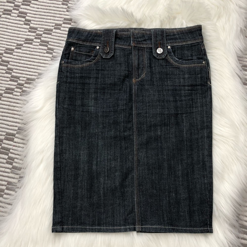 See Thru Soul STS darkwash midi Denim Skirt 25